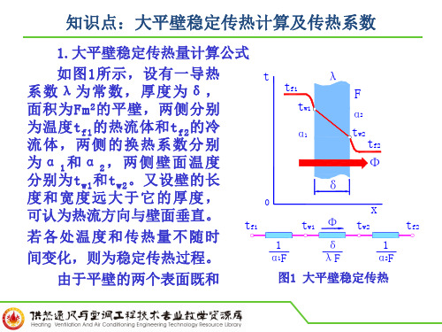 知识点：大平壁稳定传热计算及传热系数PPT.