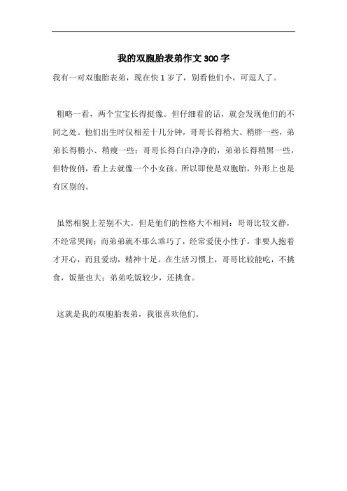 我的双胞胎表弟作文300字