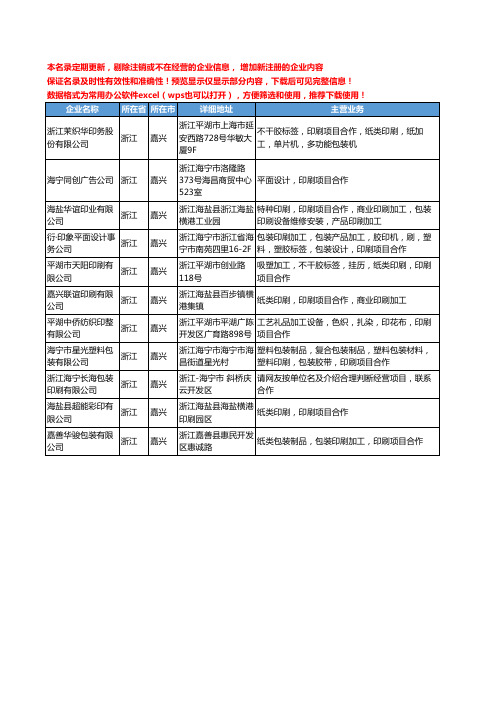 新版浙江省嘉兴印刷项目合作工商企业公司商家名录名单联系方式大全11家