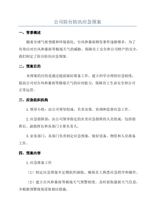 公司防台防汛应急预案