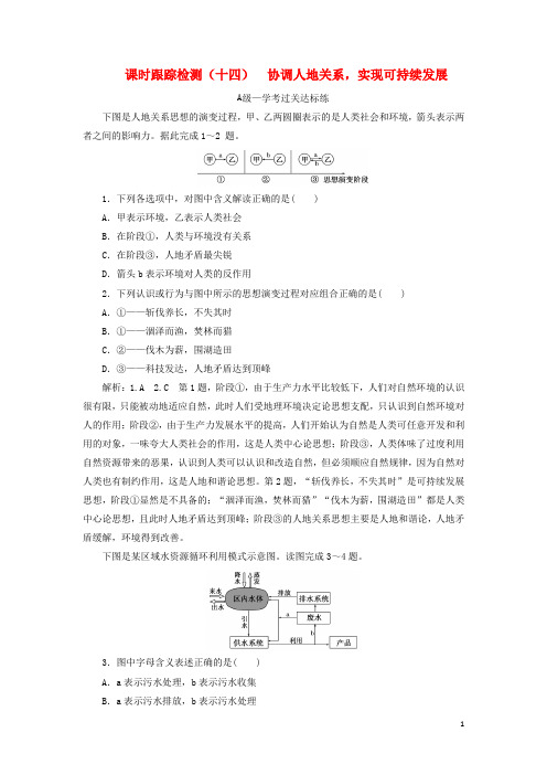 2020学年新教材高中地理 课时跟踪检测(十四)协调人地关系实现可持续发展 湘教版必修第二册