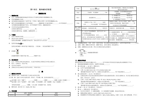 九年级化学第十单元酸和碱知识梳理