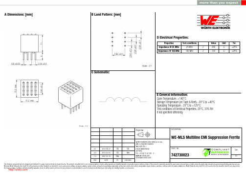 742730023;中文规格书,Datasheet资料