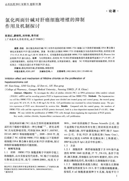 氯化两面针碱对肝癌细胞增殖的抑制作用及机制探讨