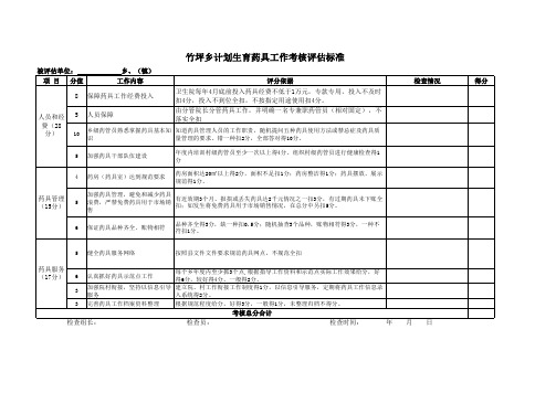 药具工作考核标准