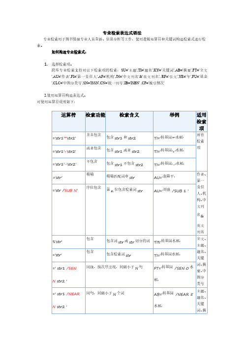 专业检索表达式语法