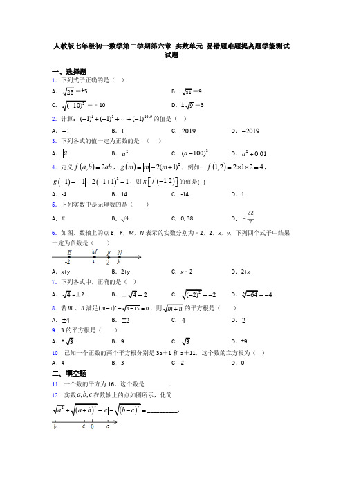 人教版七年级初一数学第二学期第六章 实数单元 易错题难题提高题学能测试试题