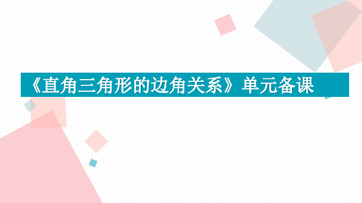 2《直角三角形的边角关系》---单元备课及教材解读