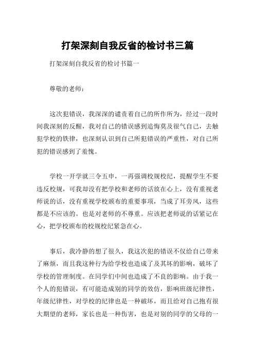 打架深刻自我反省的检讨书三篇