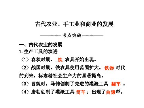 古代农业、手工业和商业的发展