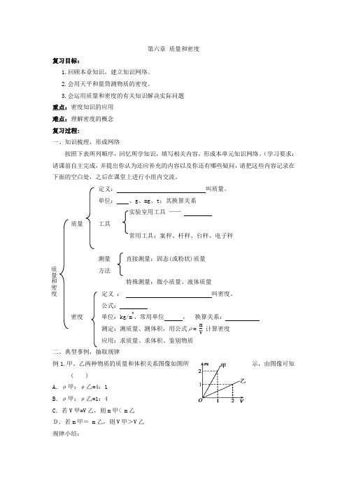 八年级物理上册 第六章 质量与密度复习教学案