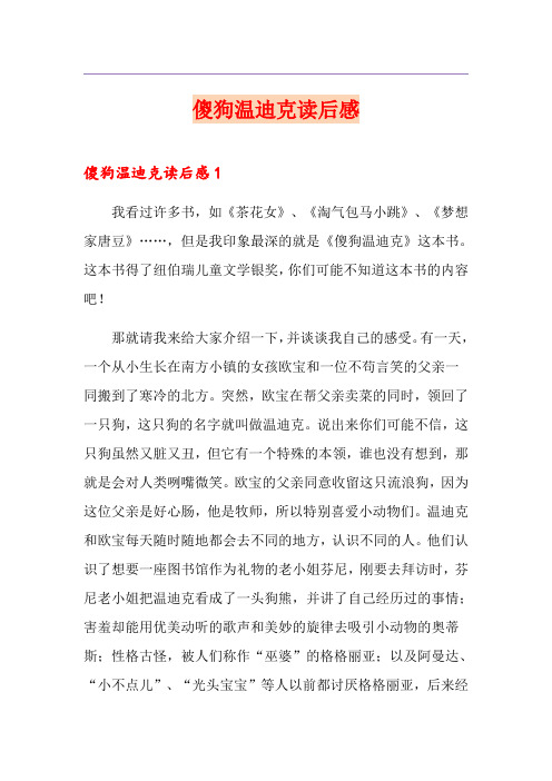 傻狗温迪克读后感