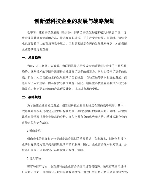 创新型科技企业的发展与战略规划