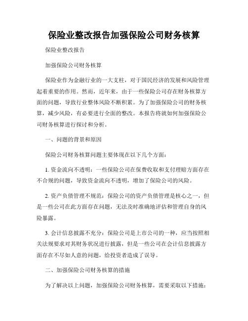 保险业整改报告加强保险公司财务核算