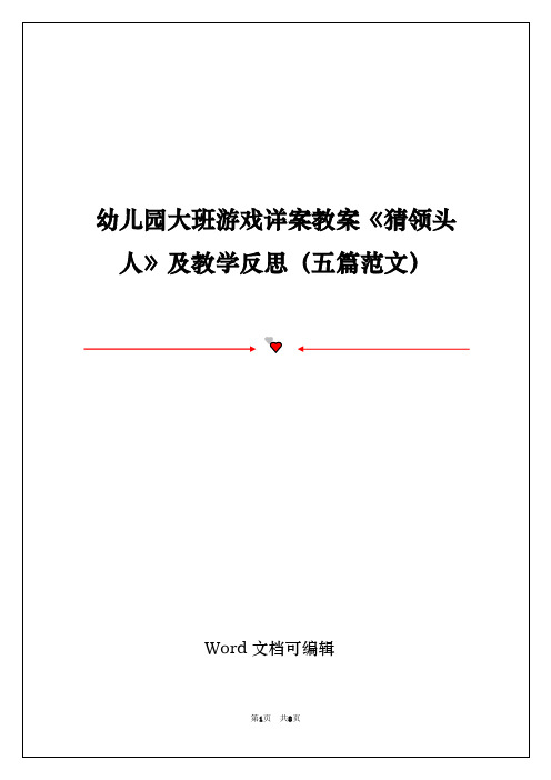 幼儿园大班游戏详案教案《猜领头人》及教学反思(五篇范文)