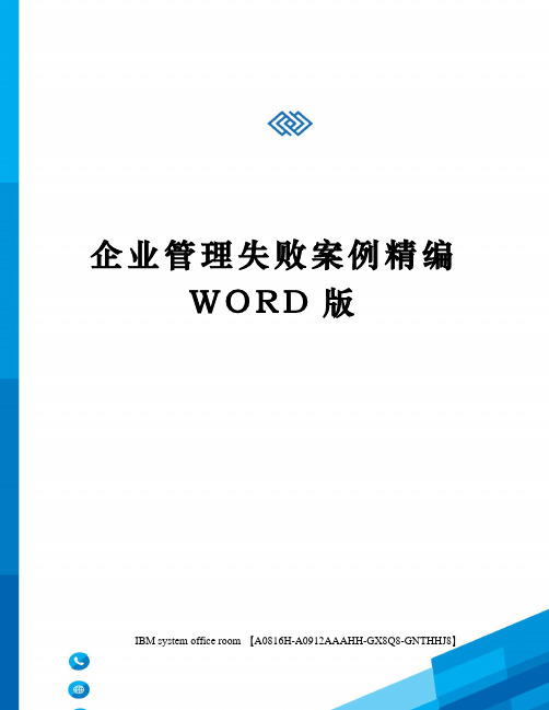 企业管理失败案例精编WORD版