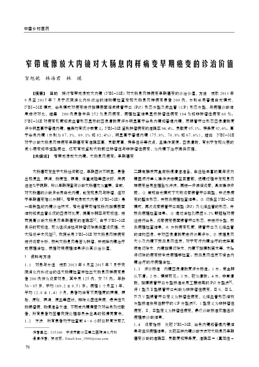 窄带成像放大内镜对大肠息肉样病变早期癌变的诊治价值