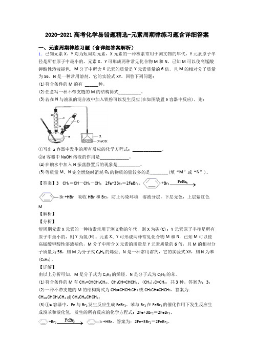 2020-2021高考化学易错题精选-元素周期律练习题含详细答案