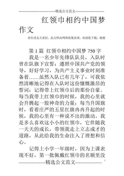 红领巾相约中国梦作文