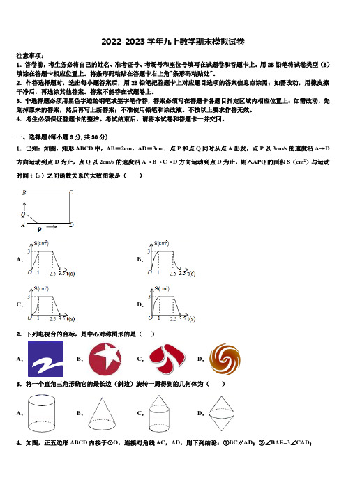 2023届四川省巴中南江县联考数学九上期末综合测试模拟试题含解析