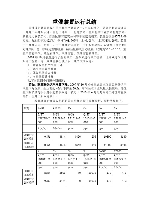 乌石化重催装置运行总结