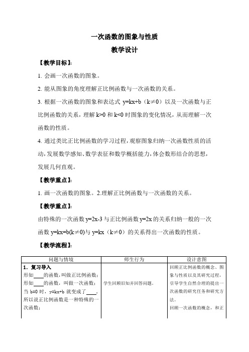 初中数学_一次函数图象与性质教学设计学情分析教材分析课后反思