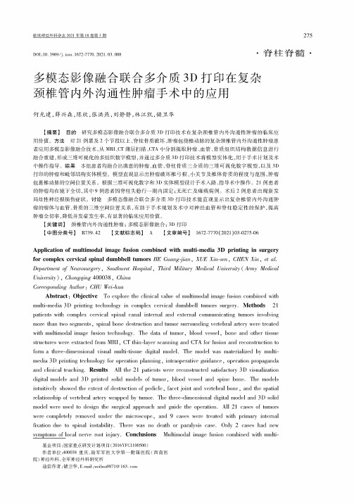 多模态影像融合联合多介质3D打印在复杂颈椎管内外沟通性肿瘤手术中的应用