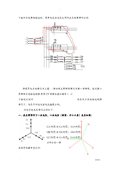 单相接地时零序电流电压分析