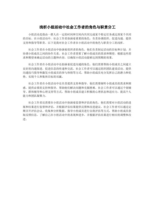 浅析小组活动中社会工作者的角色与职责分工