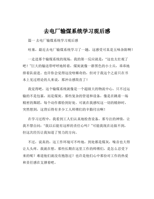 去电厂输煤系统学习观后感