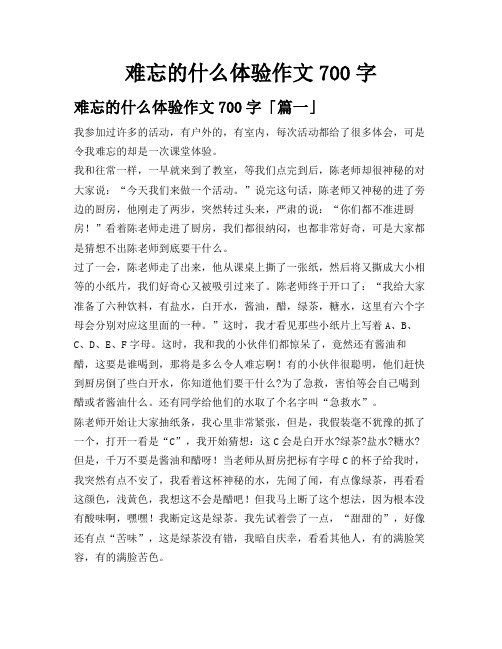 难忘的什么体验作文700字