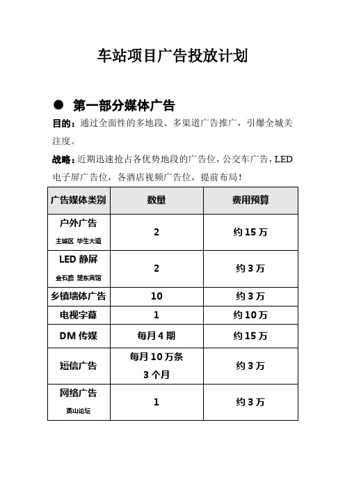 车站项目广告计划