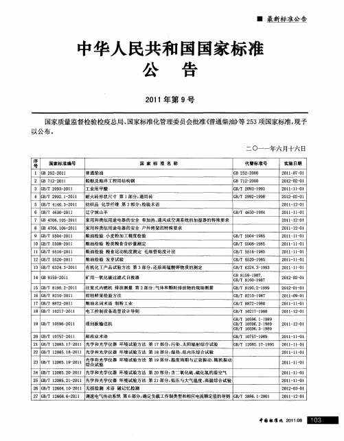 中华人民共和国国家标准公告