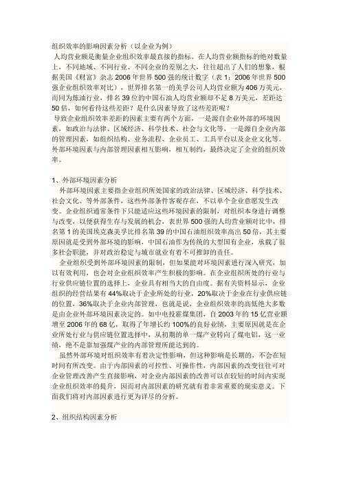 组织效率的影响因素分析