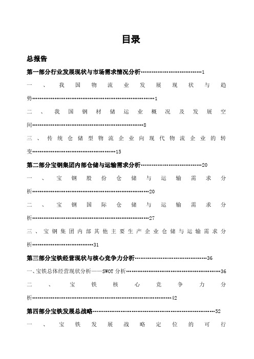 宝铁储运公司战略规划报告