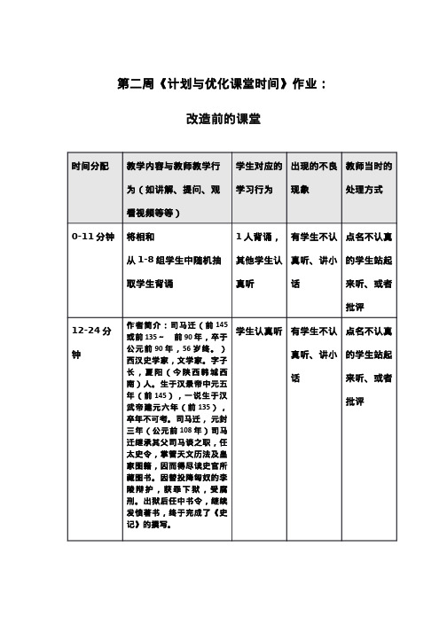 第二周《计划与优化课堂时间》作业 