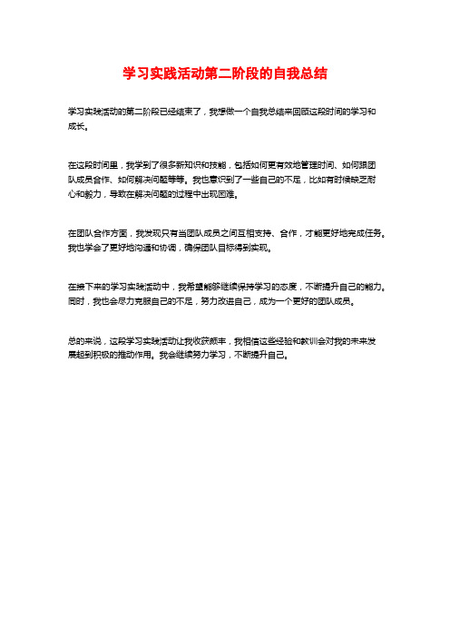 学习实践活动第二阶段的自我总结