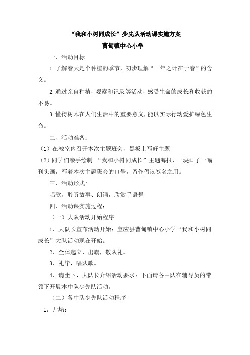 我和小树同成长少先队活动课实施方案