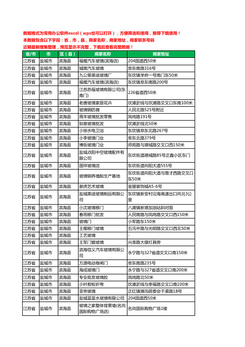 新版江苏省盐城市滨海县玻璃店工商企业公司名录名单黄页大全40家