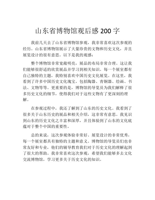 山东省博物馆观后感200字