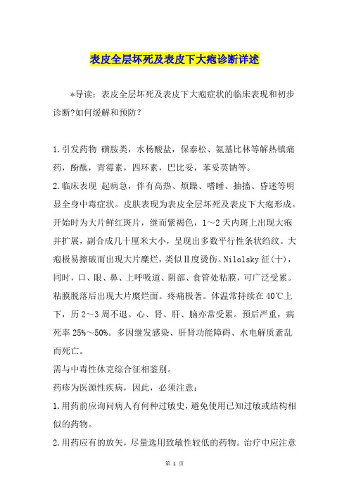 表皮全层坏死及表皮下大疱诊断详述