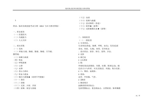 临床执业医师实践技能大纲对照版