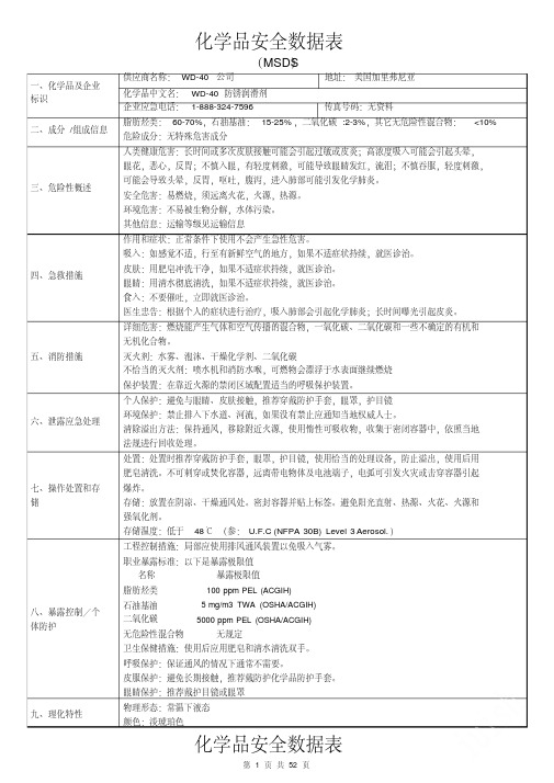 WD-40防锈剂_MSDS