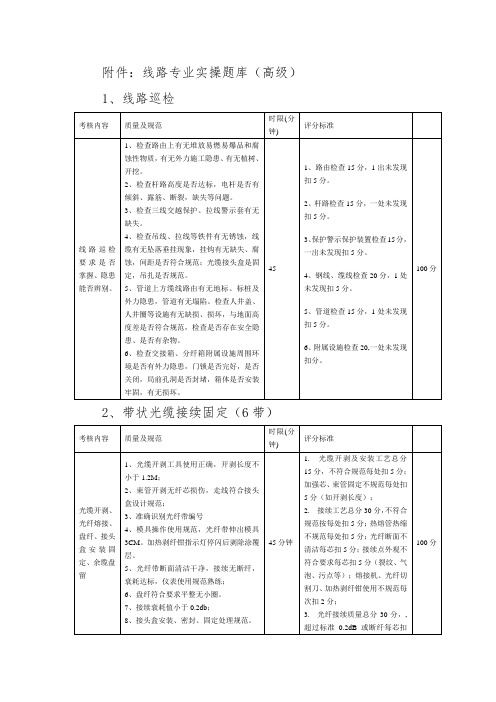 江苏电信综合化维护认证线路专业实操题库(高级)