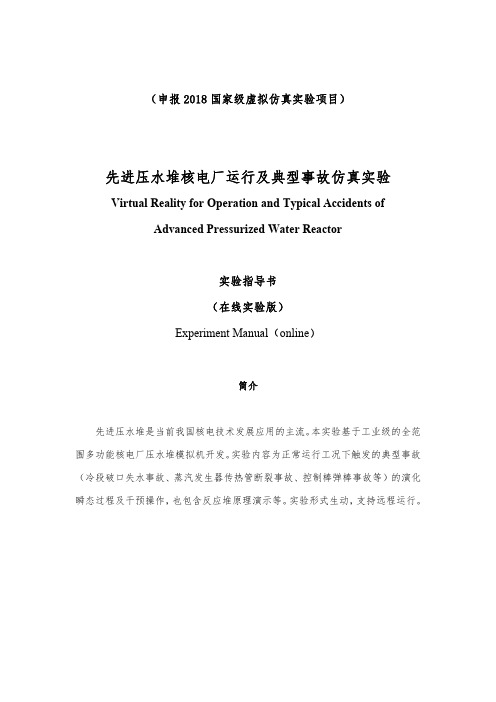 先进压水堆核电厂运行及典型事故仿真实验