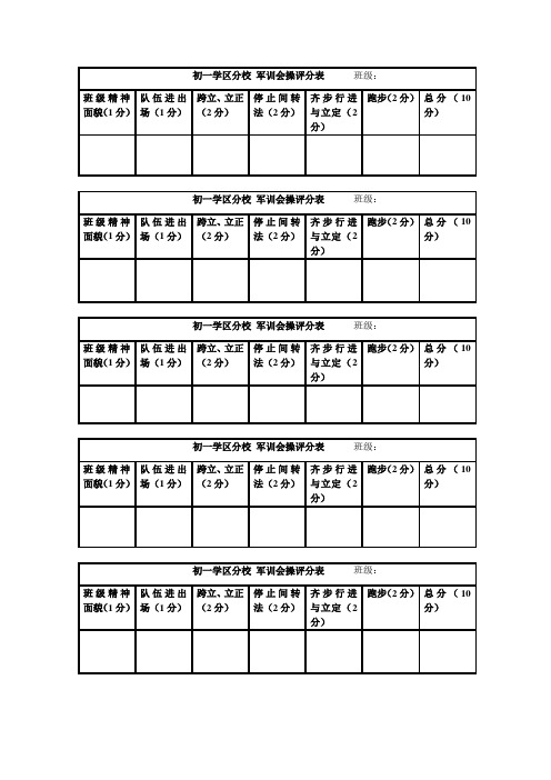 初一学区分校 军训会操评分表