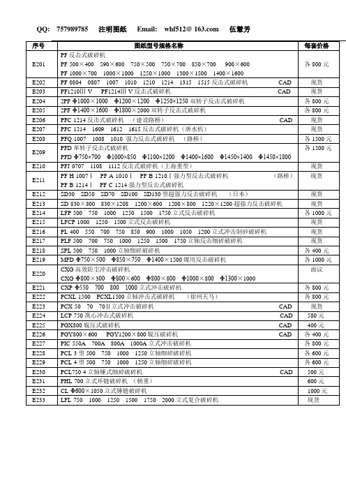 机械 CAD E2 反击式破碎机图纸目录—散料