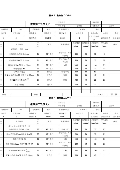 数控加工工序卡片