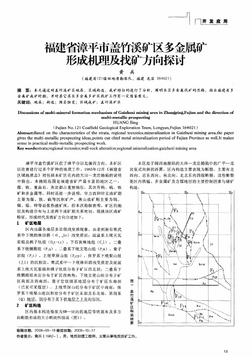 福建省漳平市盖竹溪矿区多金属矿形成机理及找矿方向探讨