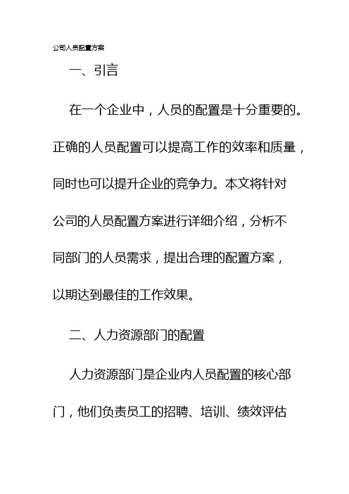 公司人员配置方案